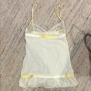 Elegant La Perla scalloped Trimmed White and Yellow shirt